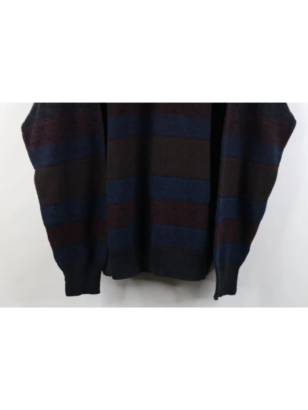 Vtg 90s Streetwear Mens XL Geometric Striped Wool Blend Knit Collared Sweater